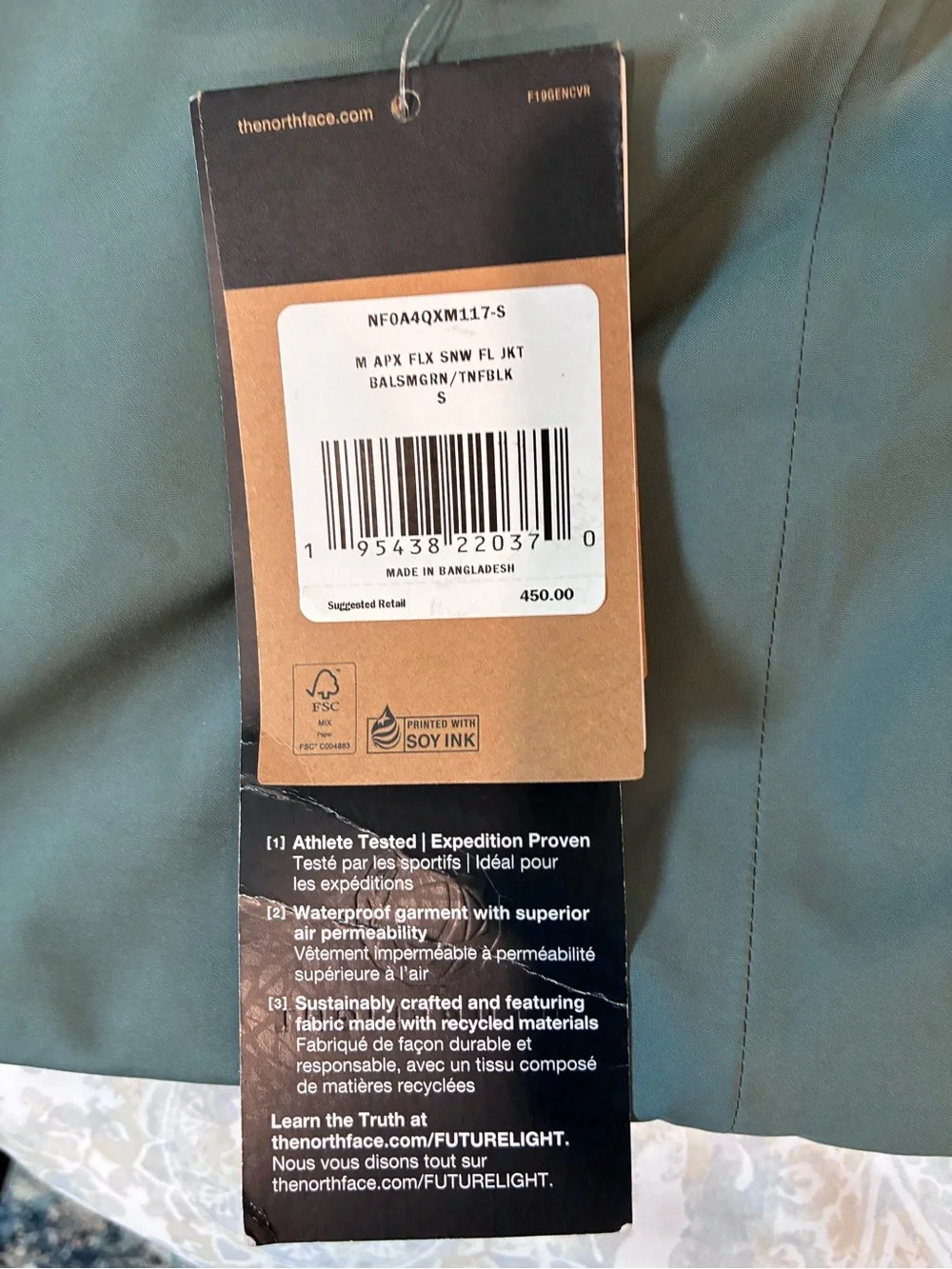The North Face Men’s Sage Green and Black Hooded coat